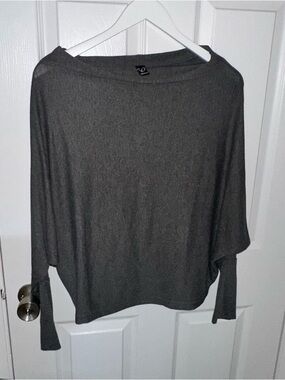 Gray Low Shoulder Lightweight Sweater
